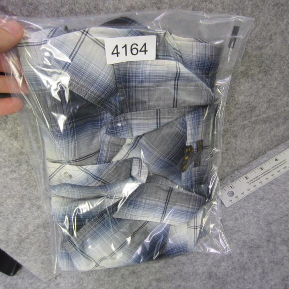 HOLT Shirt Mens Medium Blue Gray Plaid Pearl Snap Western Cowboy Long Sleeve - Picture 9 of 9